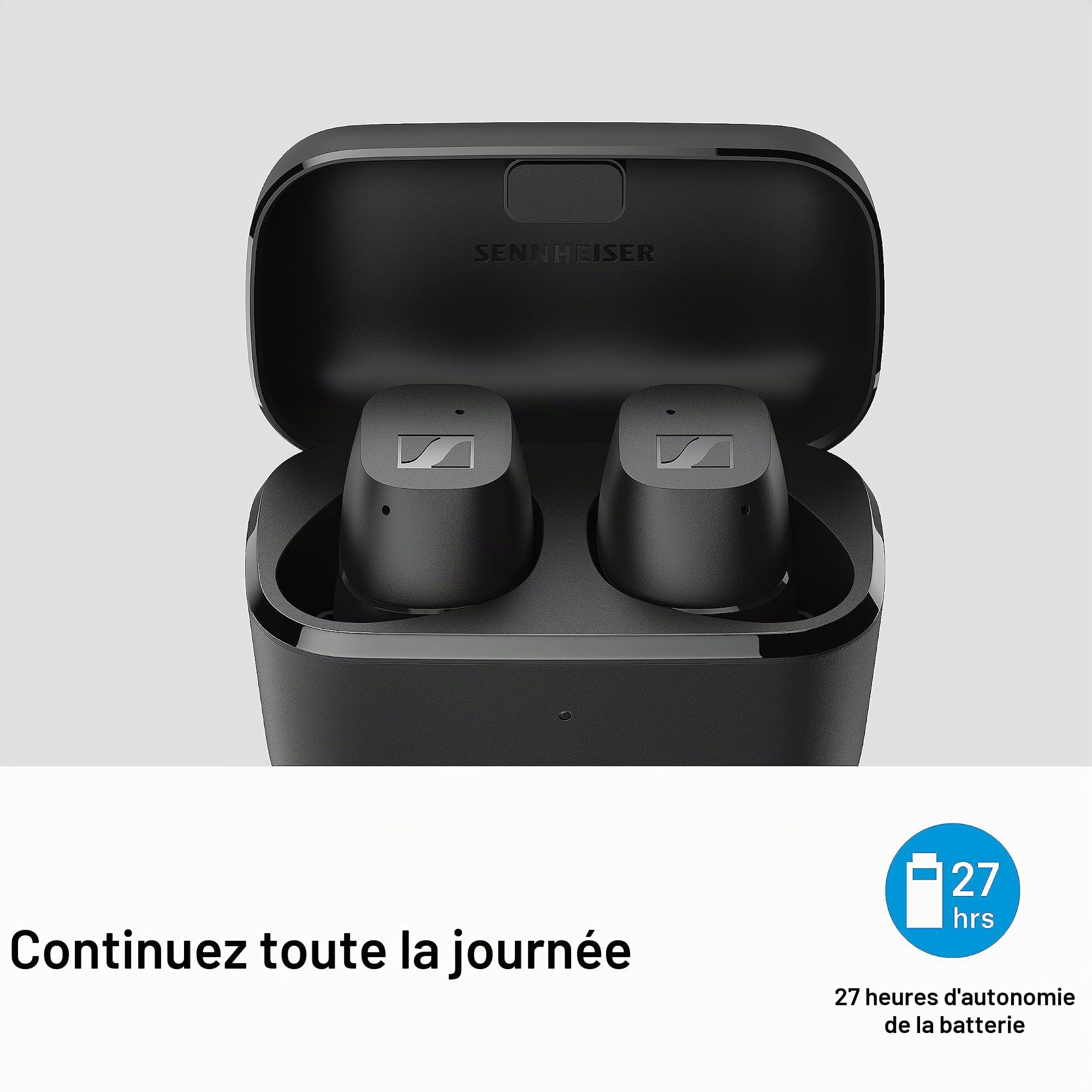 Sennheiser Écouteurs CX True Wireless - Écouteurs intra-auric. BT pour musique et appel, réduction passive de bruit, commandes tactiles personnalisables, IPX4, batterie de 27 h, blanc CX