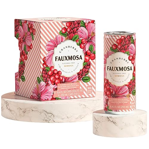 FAUXMOSA Alcohol-Free Mimosas Best Premium Non-Alcoholic Cocktail, Perfect Champagne Alternative, Non-GMO and Gluten-Free, 8.45 fl oz Cans (4-Pack)