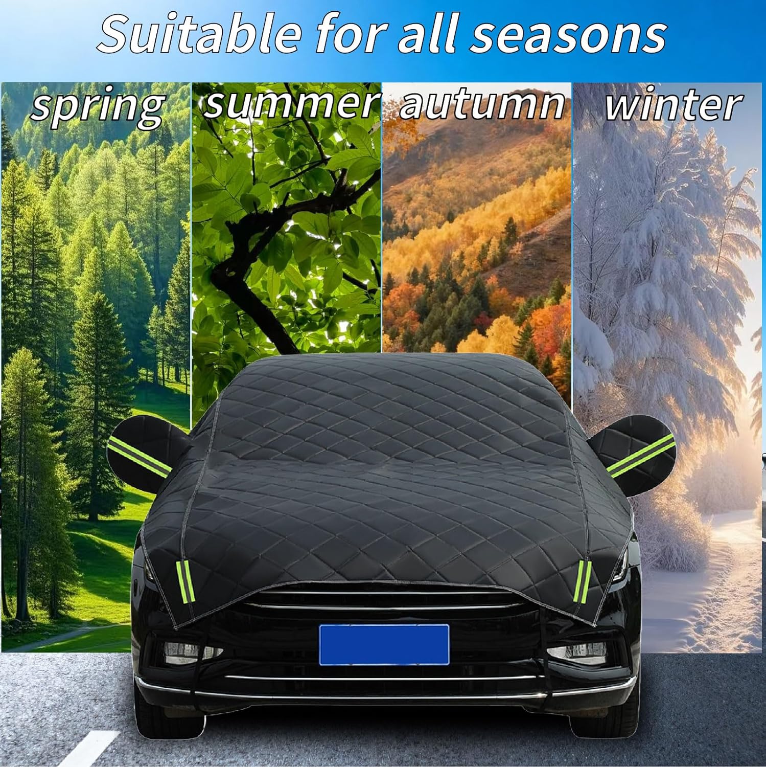 5-Layes Hail Proof Car Cover Custom Fit for Jeep Wrangler 4 Door CJ YJ TJ JK JL Heavy Duty All Weather Outdoor UV-Ray Breathable Hail Protector Car Cover for Sedans SUVs Pickups