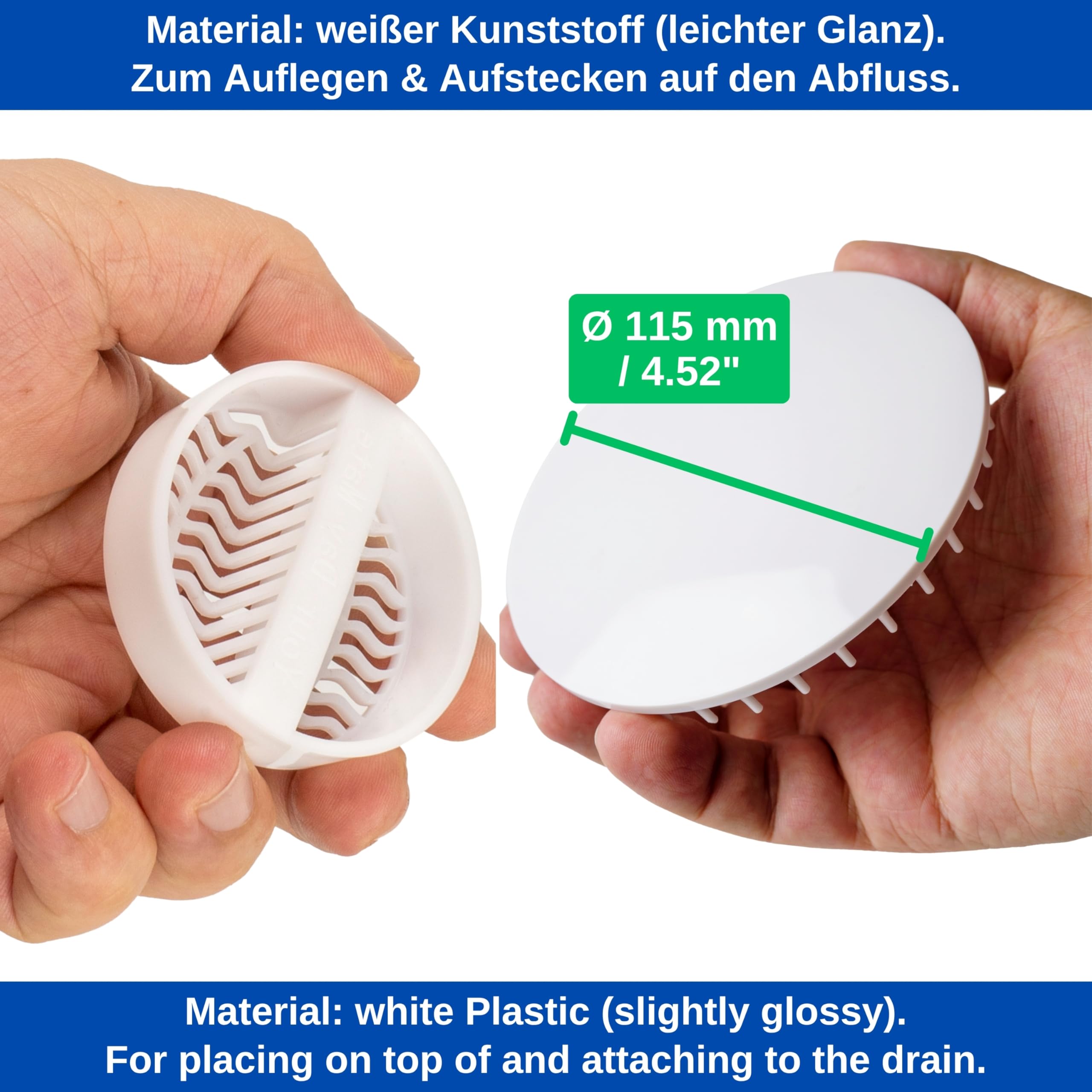 Set Copertura E Filtro Capelli Per Scarico Doccia Viega - Ø115mm, Bianco ABS - Foto 10