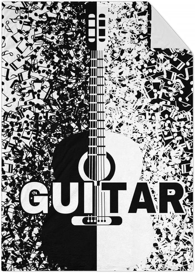 Mercuryelf Guitar Throw Blanket - Soft, Fuzzy & Warm - 30x40 Inches Small Blankets for Lap, Crib - Novelty Throws Gift for Guitar Lovers