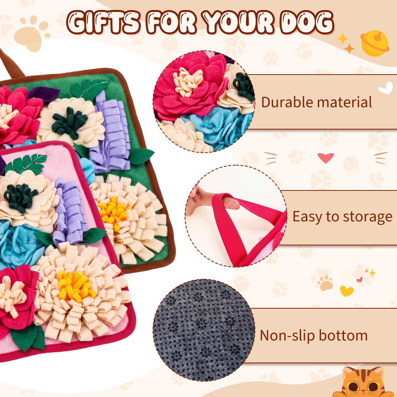 Yinkin Lot de 2 tapis à renifler pour chiens - Tapis d'alimentation lente pour chiens de petite et moyenne race - 39 x 39 cm - Jouet interactif pour chien - Encourage les compétences naturelles de