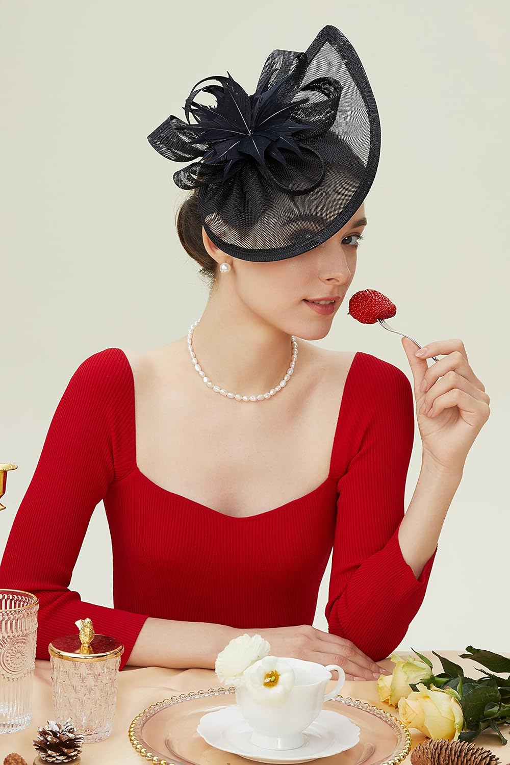 BABEYOND Tea Party Fascinator Hat for Women Kentucky Headwear Derby Pillbox Church Hat for Cocktail Wedding - Image 4