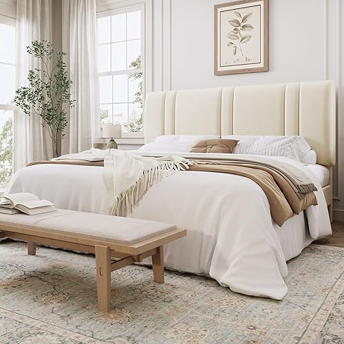 Miniatura 20 de SHA CERLIN Base de cama de plataforma de tamaño matrimonial, cama tapizada de terciopelo con cabecera ajustable, diseño capitoné de canal vertical,