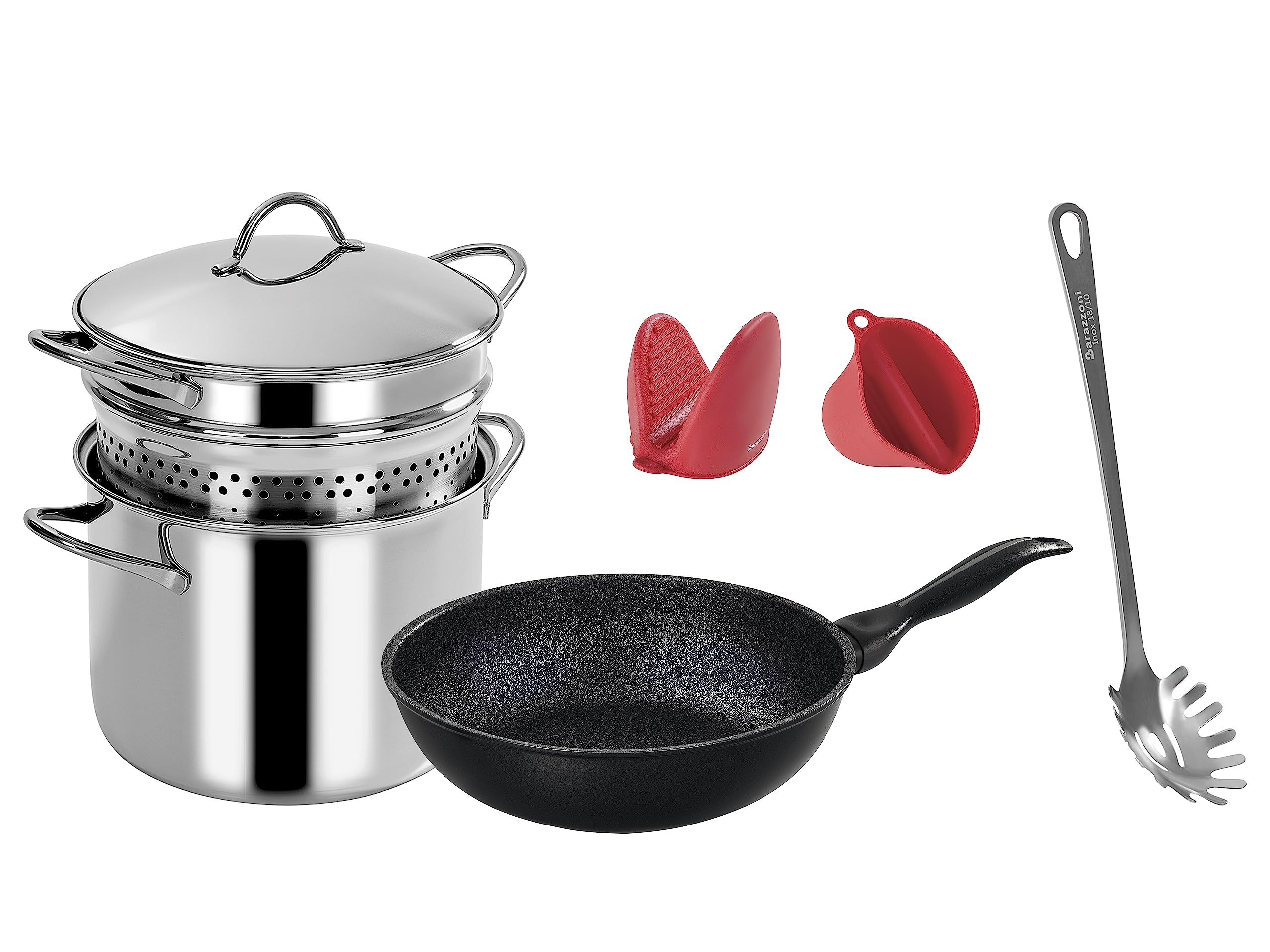 Wok antiadhésif Granitica Extra Barazzoni et kit Pastamania induction