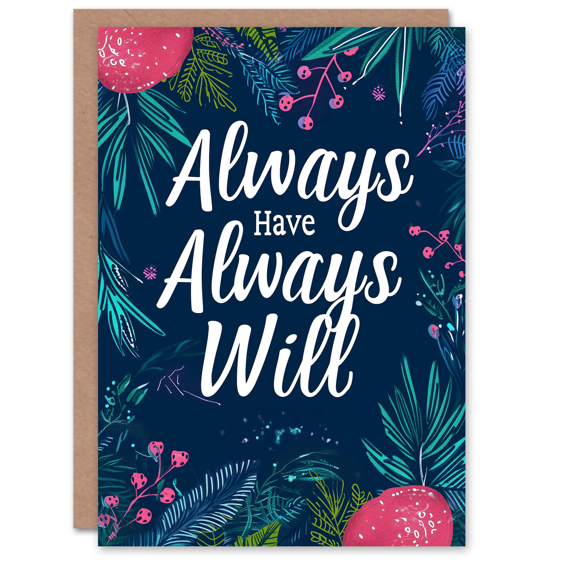 Artery8 Valentines Day Greeting Card Always Will Floral Ferns Love For Her Wife Partner