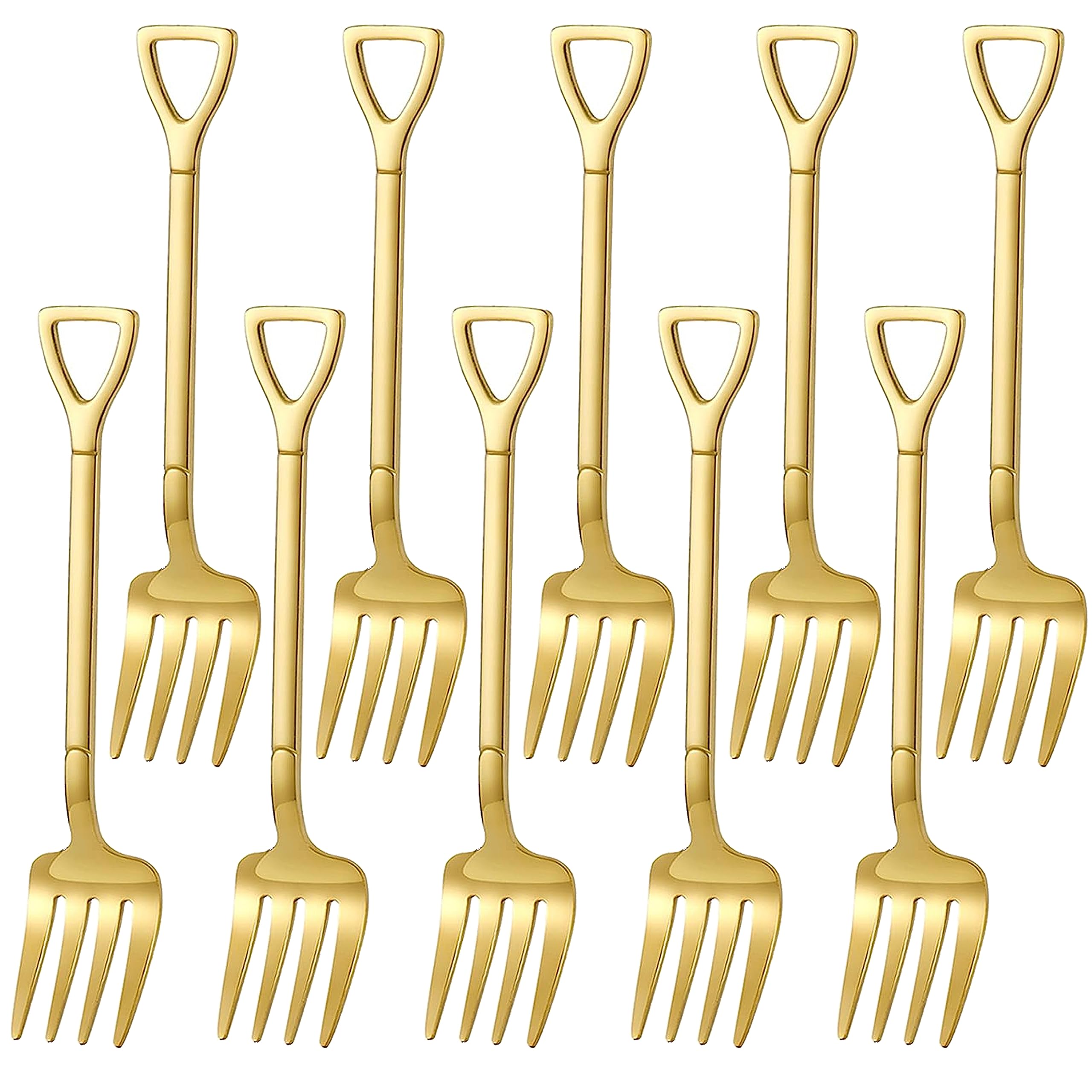 Comicfs 10 Pcs 4.7 Inches Silver Shovel Shape Fruit Forks Cocktail Sticks Set, Stainless Steel Mini Salad Forks Appetizer Cake Dessert Forks Party Supplies (10 Fork, Silver) — Amazon image 8
