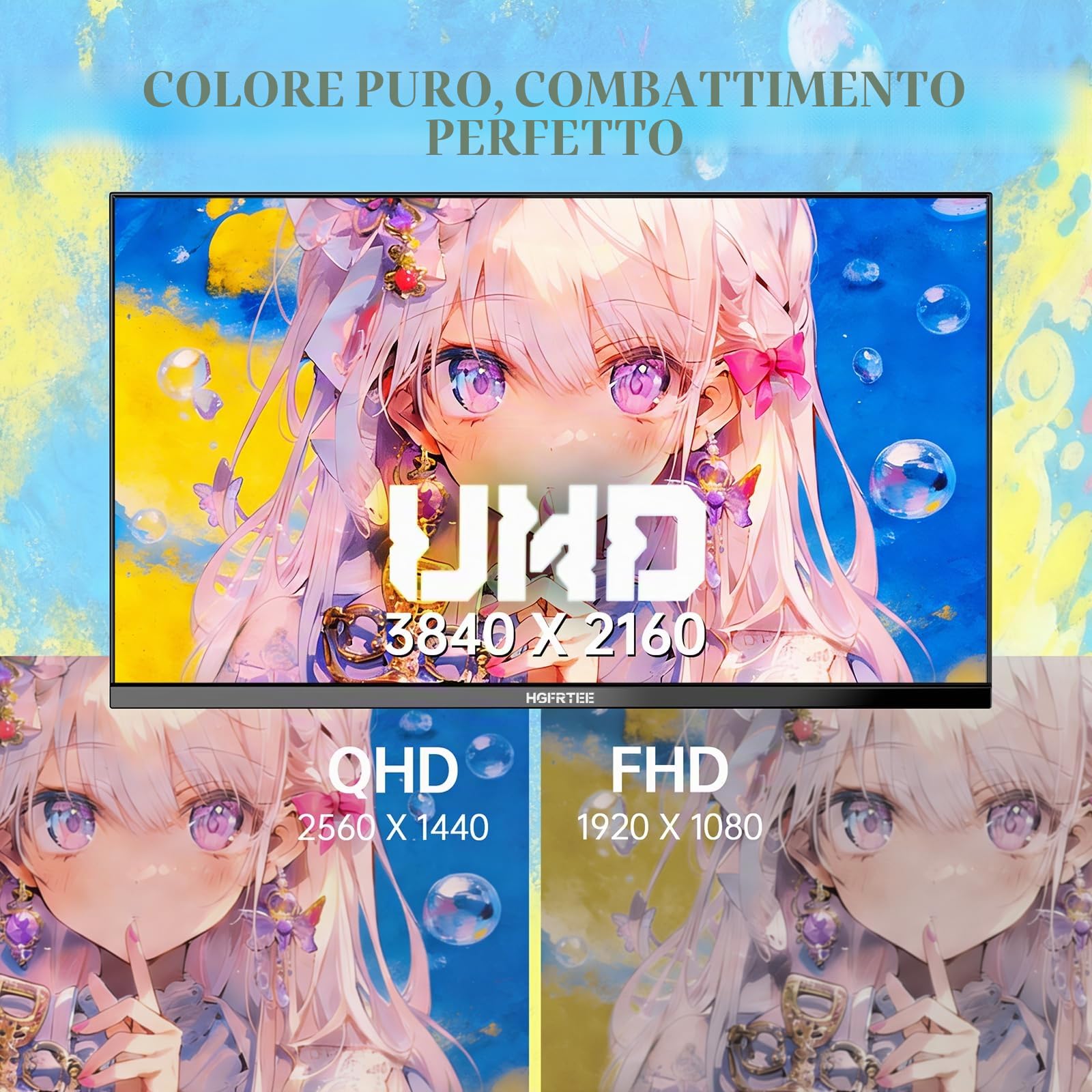 Monitor 27 Pollici 4K UHD (3840×2160), Monitor PC IPS con HDR10, 100% sRGB, 60Hz, 1ms MPRT, HDMI e DisplayPort, VESA 100×100 mm, Schermo PC per Home Office, Multimedia e Monitor Gaming