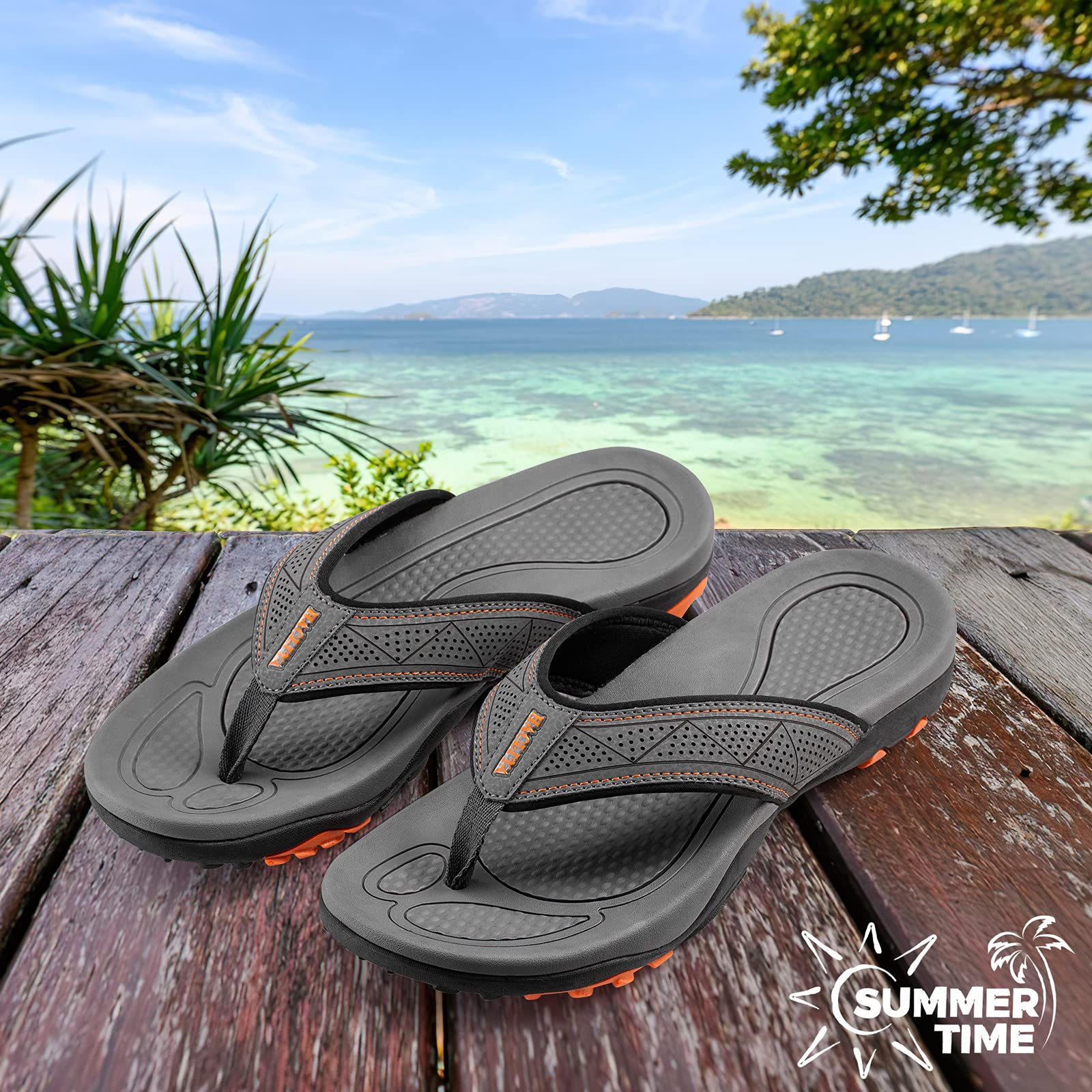 HAOLIRA Chanclas de Hombre para la Playa Piscina Sandalias Soporte Arco Verano Antideslizante Interior Exterior Zapatos
