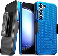 Vista 8 de Funda diseñada para Samsung Galaxy S23 con funda de clip para cinturón, funda de teléfono con función atril, color negro