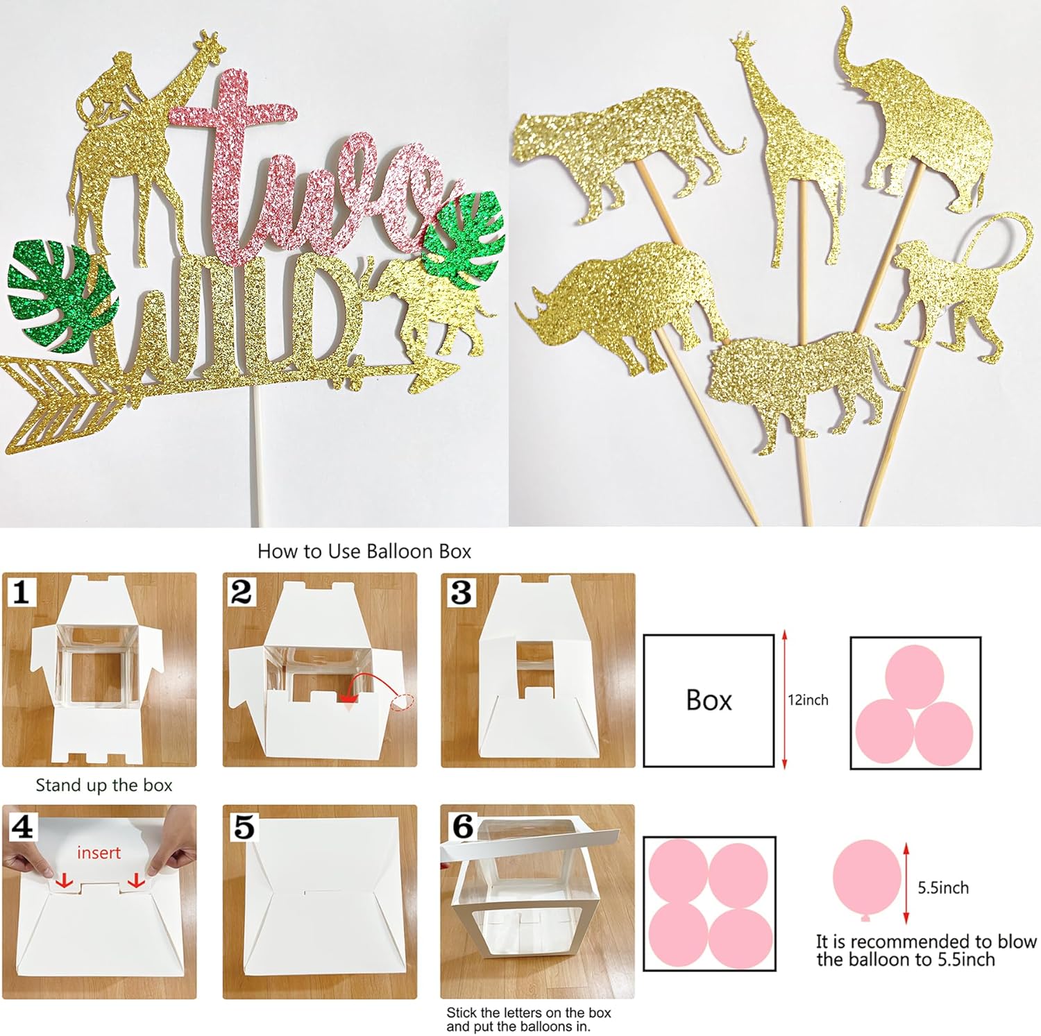 Two Wild Birthday Decorations Girl, Jungle Theme 2nd Birthday Party Supplies for Girls, Jungle Animal 2nd Bday Decoration for Girls, Second Bday Decor - Image 7