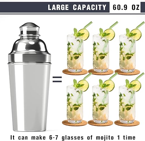 Miniatura 3 de Coctelera profesional de acero inoxidable, coctelera grande de 60 onzas con colador para bartending - Mezclador Margarita