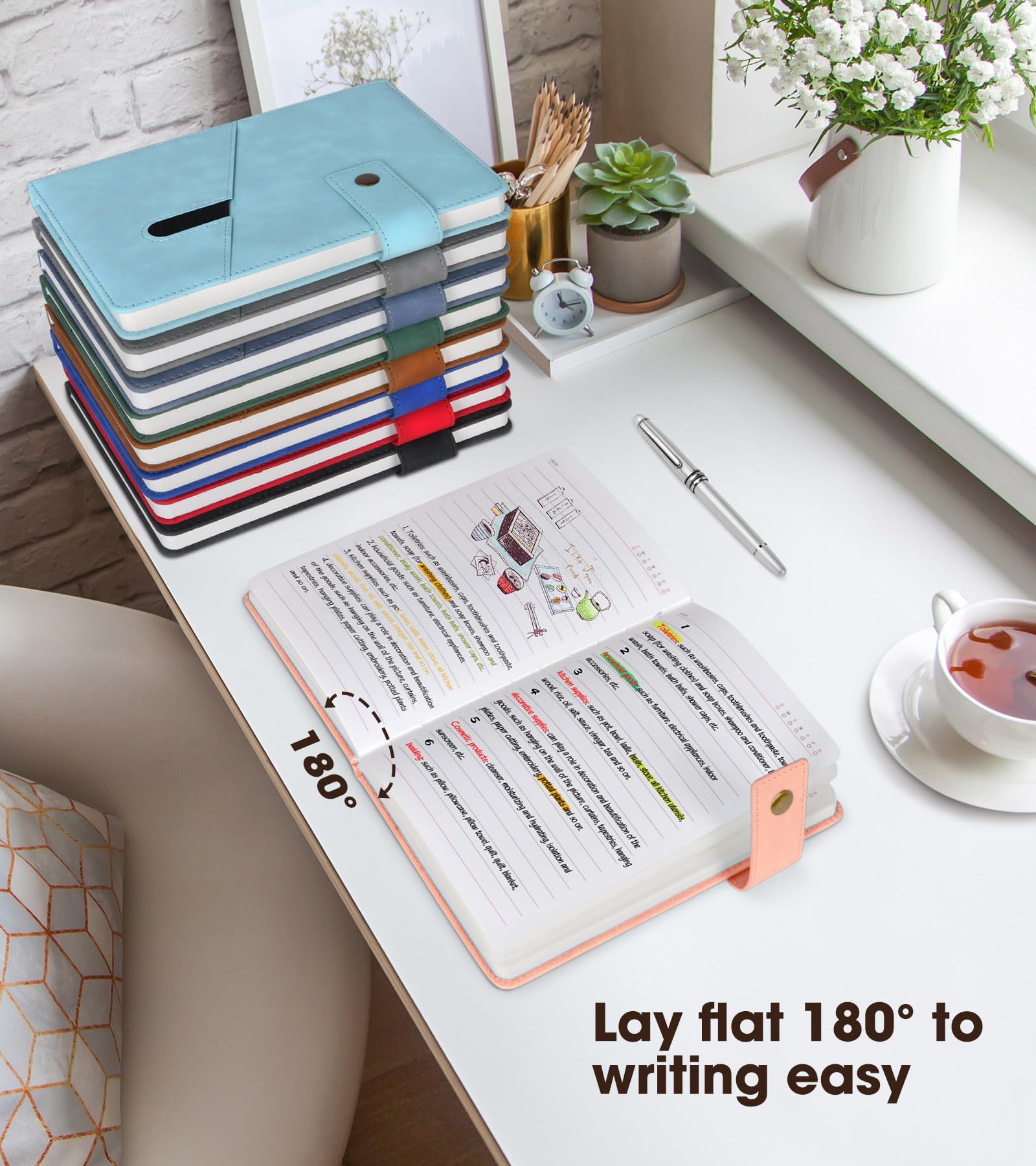 Notizbuch, A5, liniert, Leder, für Männer und Frauen, 15 x 21 cm, personalisiertes Hardcover-Tagebuch mit Stift, 200 Seiten, 100 g/m² dickes, liniertes Papier, Tageskalender für Schule, Reisen,