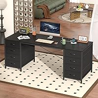 Vista 3 de Escritorio para computadora de 60 pulgadas con 8 cajones, escritorio de oficina en casa con tomas de corriente, escritorio de estudio de trabajo