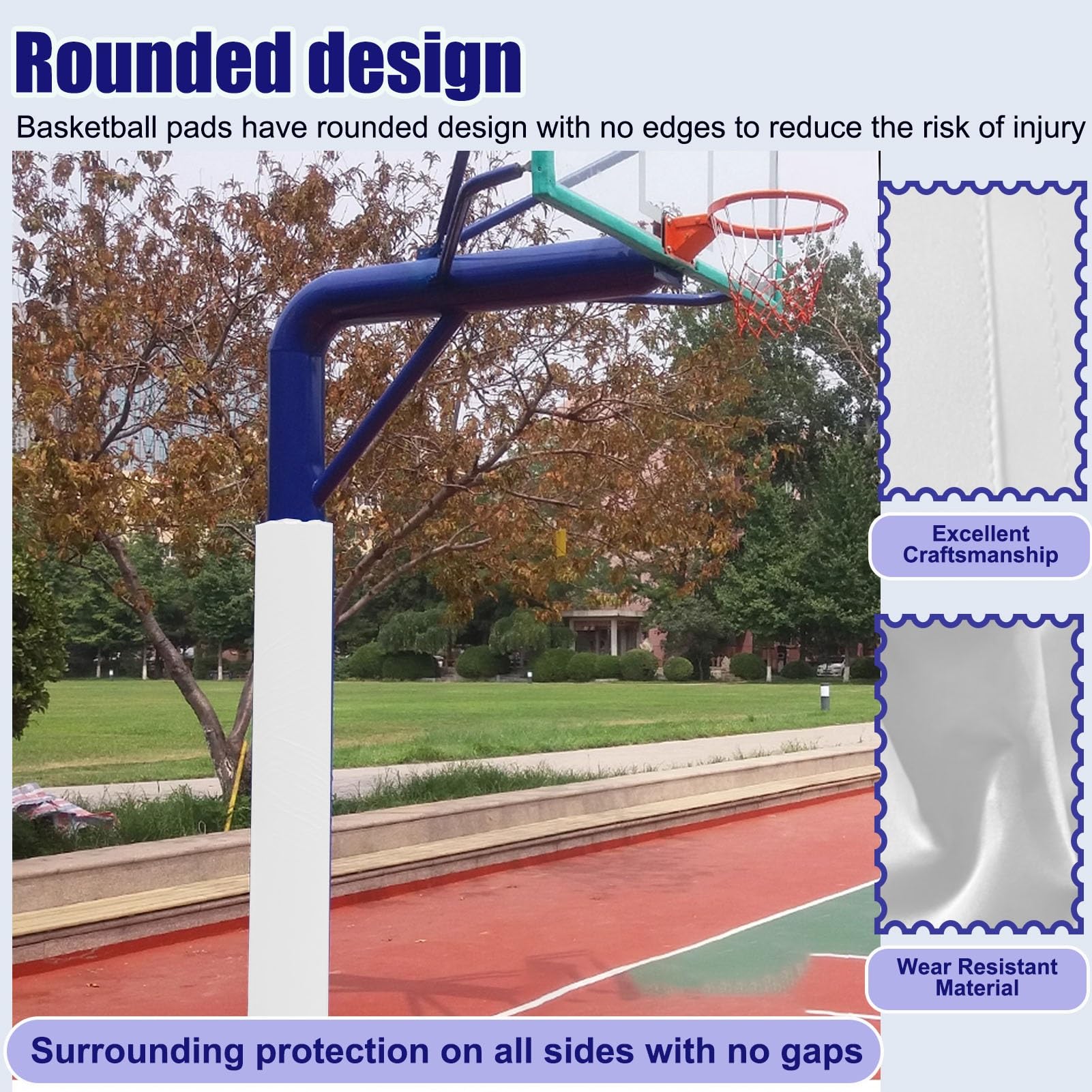 Envoltura acolchada para bastón de baloncesto y bastones redondos de 3 a 10 pulgadas, cubierta suave y duradera para vigas y columnas de soporte de metal