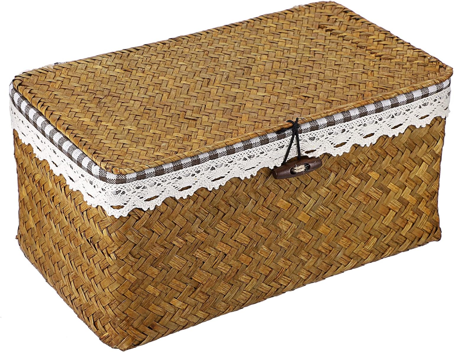 Amazon.com: Esoes Wicker Storage Basket Woven Rattan Storage Box With ...