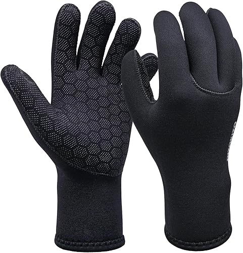 Guantes de agua de neopreno de 3 mm, guantes de neopreno de cinco dedos cálidos, guantes de invierno para traje de neopreno para buceo, esnórquel,