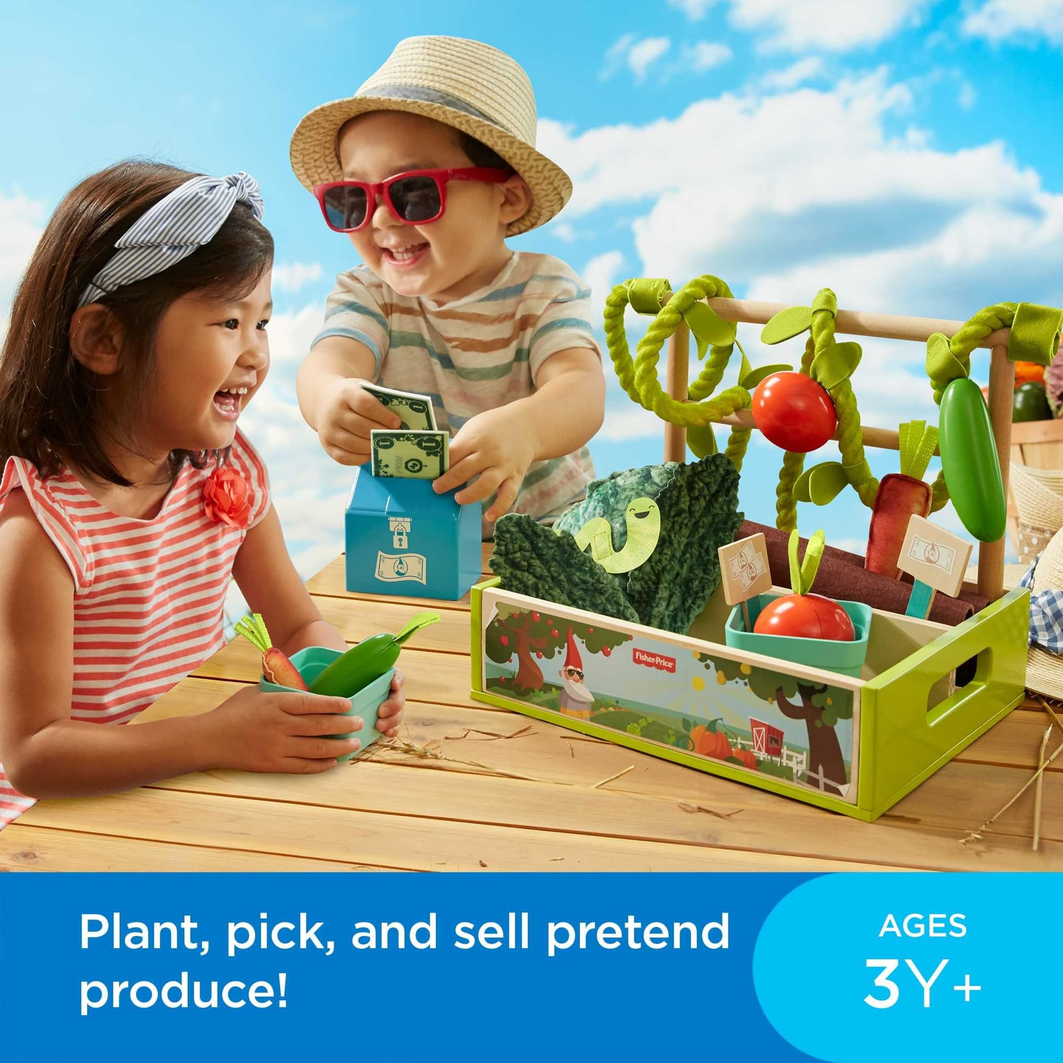 Fisher-Price GGT62 – stoisko targowe, drewniane zabawki dla dzieci od 3 lat