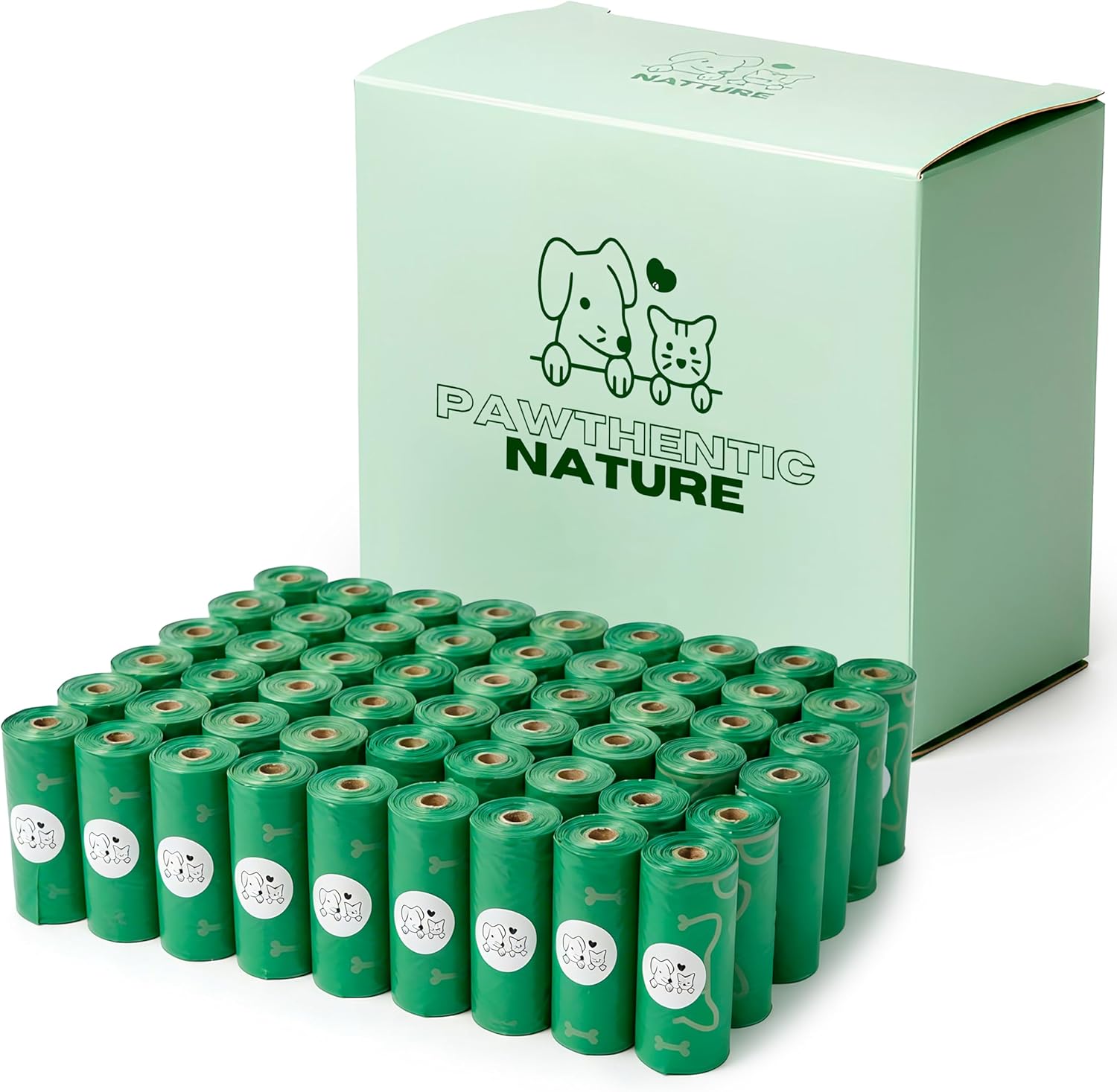 Dog Poop Bags – 60 Count Value Pack, Extra-Thick 18 Micron, Leak-Resistant, Strong & Durable for Dogs & Cats, Light Baby Powder Scent – PAWTHENTIC NATURE