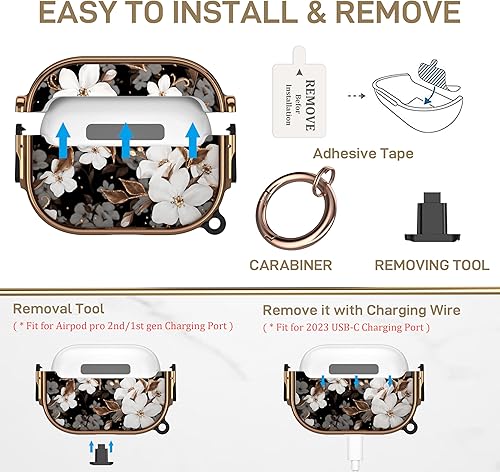 Miniatura 5 de Maxjoy Funda para AirPods Pro de 21 generación con cerradura, bonita funda protectora rígida para AirPods Pro 2, funda protectora para AirPod Pro