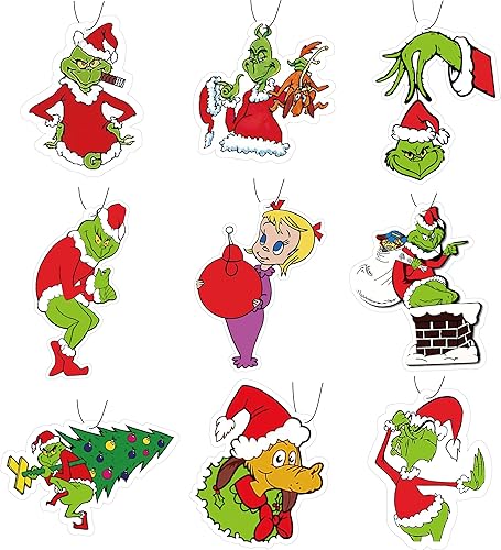 Miniatura 1 de Ambientador colgante de coche verde de Navidad, 9 unidades, para colgar en el espejo retrovisor, adornos colgantes para árbol de Navidad