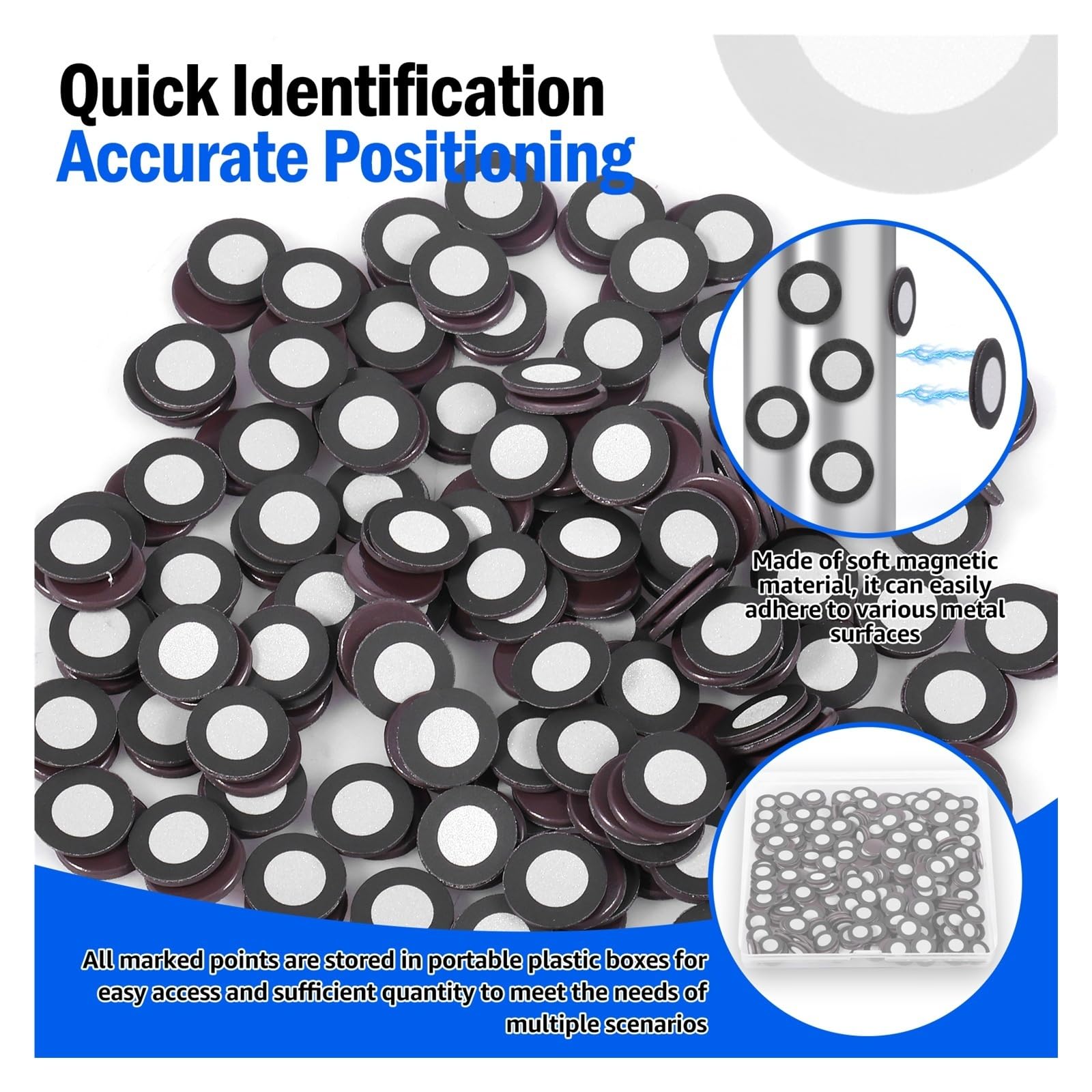 Znacznik punktu odniesienia do skanowania 3D Łatwe nakładanie kropki śledzącej Odblaskowa naklejka pozycjonująca (ID6mm OD10mm)(Magnetic type)
