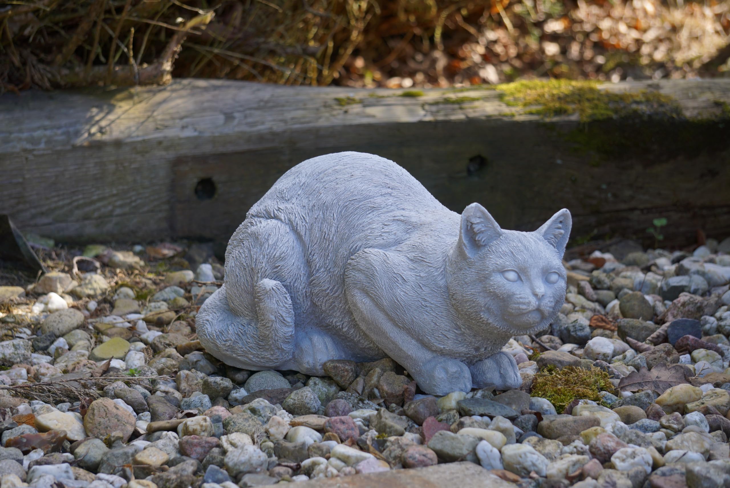 gartendekoparadies.de Leżący kot kamienna figurka, szara, odlew kamienny, 34 x 21 x 20 cm, 11 kg, odporna na mróz, dekoracja ogrodu