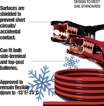 CARTMAN 4 Gauge 20 Feet Jumper Cables Automotive Booster Cables with Carry Bag for Car SUV and Pickup Trucks | Rubber-Insulated Clamps, High-Density CCA Conductors, Cold-Resistant Cable Jacket