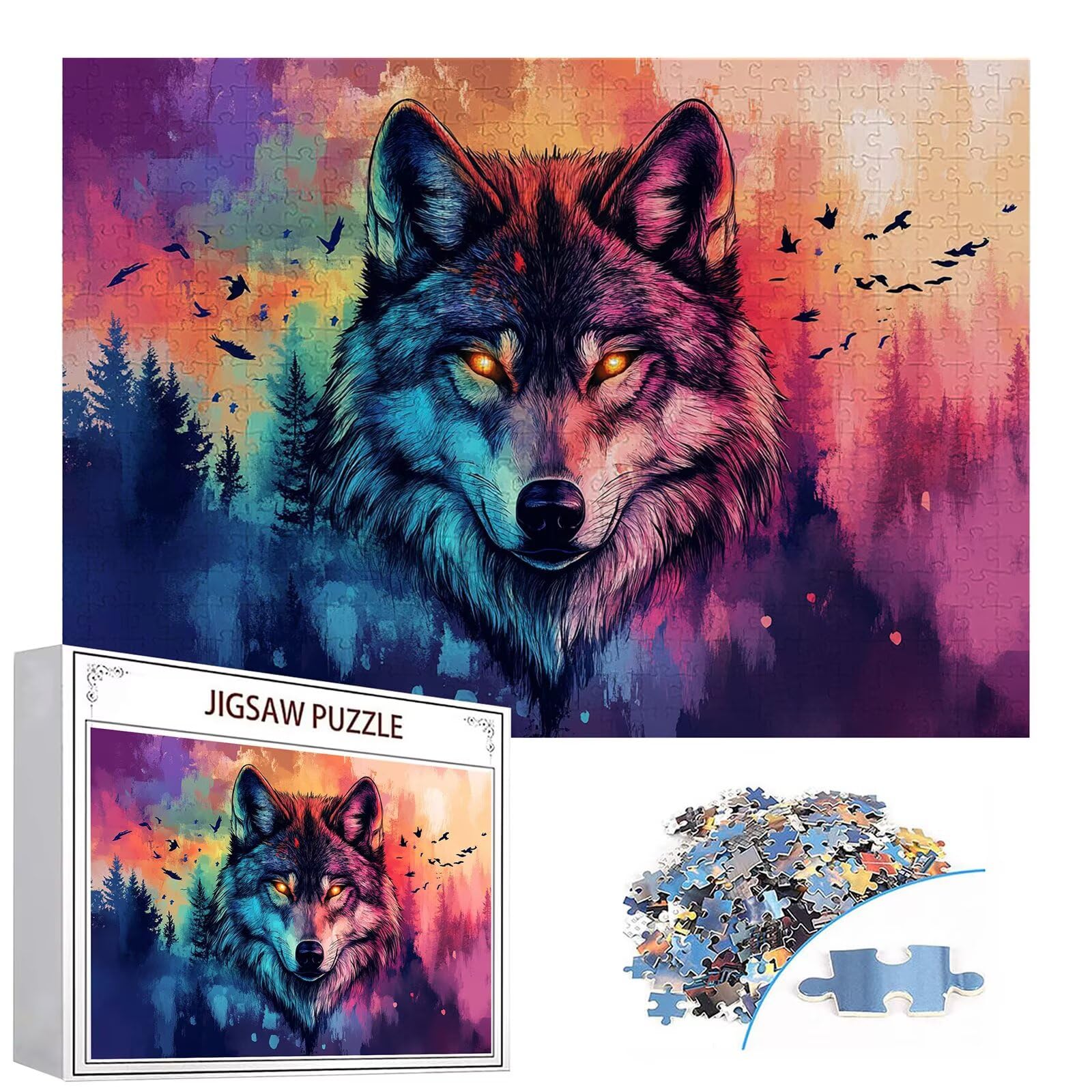 Puzzle 3000 elementów wilk puzzle dla dorosłych drzewo 122 x 81 cm unikalne rzemiosło klasyczne 3D drewniana układanka do rodzinnych gier biznesowych, układanka do samodzielnego wykonania nawet do