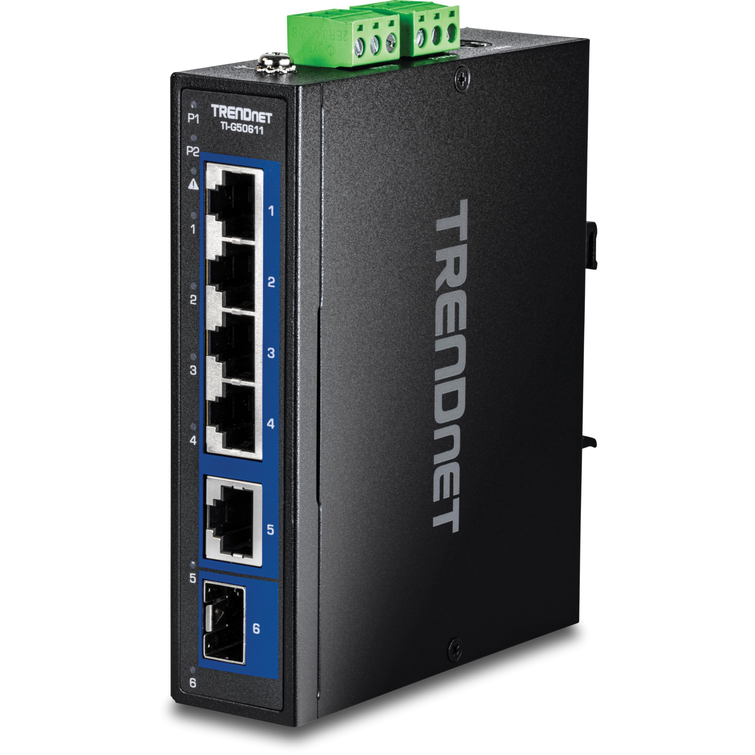 TRENDnet - Interruptor industrial de 6 puertos de 2.5 G con 1 puerto de 10 G, TI-​G50611, 4 puertos de 2.5 G, 1 puerto SFP de 10 G, 1 puerto SFP+ de 10 G, capacidad de conmutación de 60 Gbs, protección