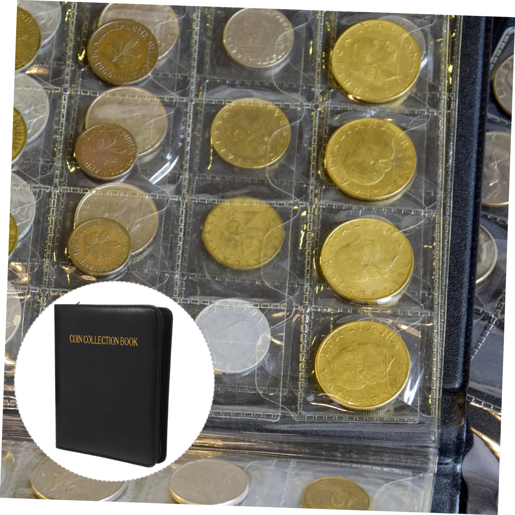 Álbum De Colección De Monedas Protección Organizador De Monedas De Compartimentos Páginas Transparentes Cubierta Artificial para Coleccionistas