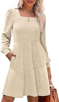 【最終値下げ】Puff Sleeve Cable Knit Dress CAICJ98 Sweater Dress Plus Size Women's Chenille Sweater