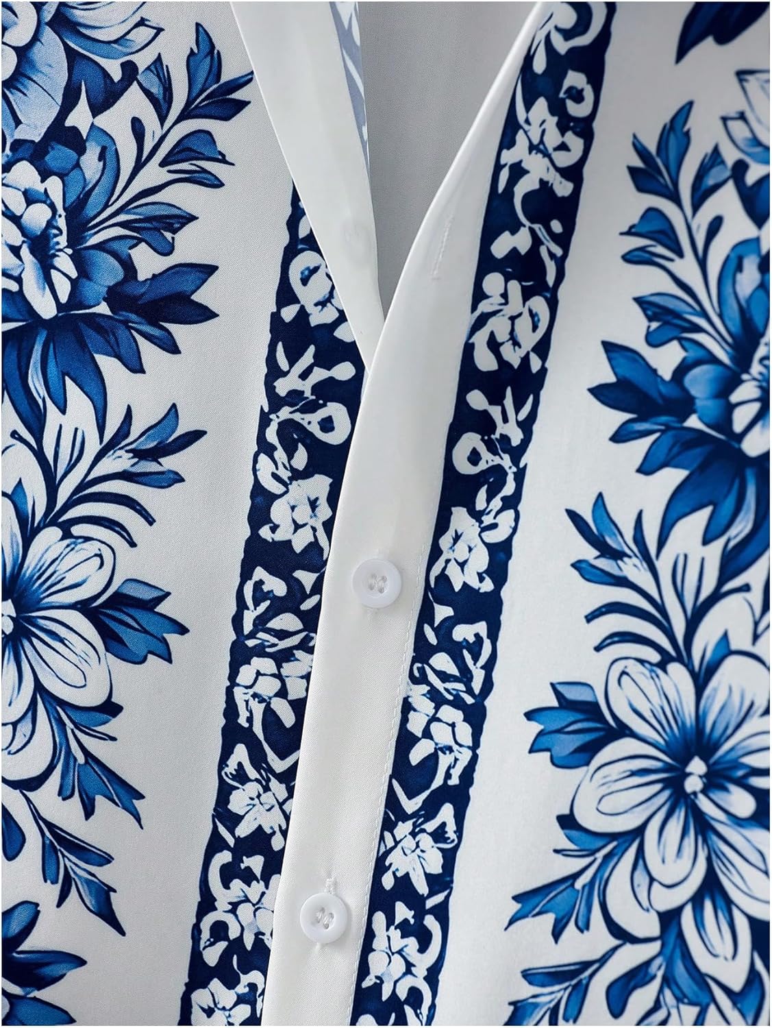 OYOANGLE Men's Floral Print Button Down Collared Shirts Summer Tropical Floral Beach Vacation Shirt - Image 6