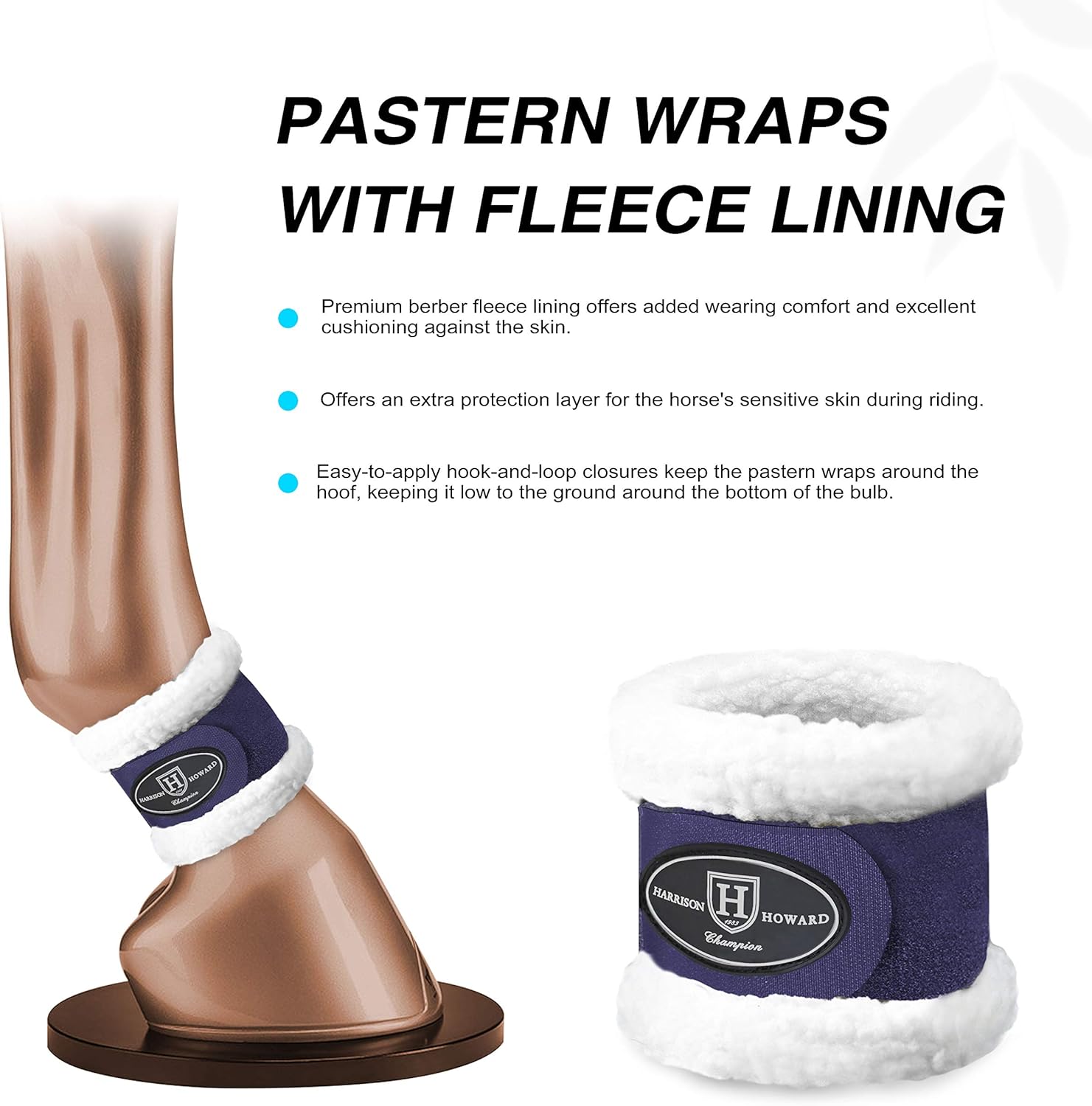 Harrison Howard Premium Horse Pastern Wraps with Berber Fleece Lining-Navy : Pet Supplies