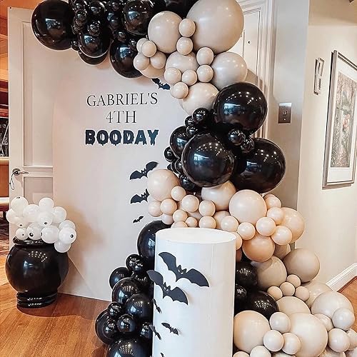 Miniatura 5 de FOTIOMRG Globos negros de 12 pulgadas, paquete de 50 globos de látex para fiesta de cumpleaños, graduación, baby shower, Halloween, día del padre,