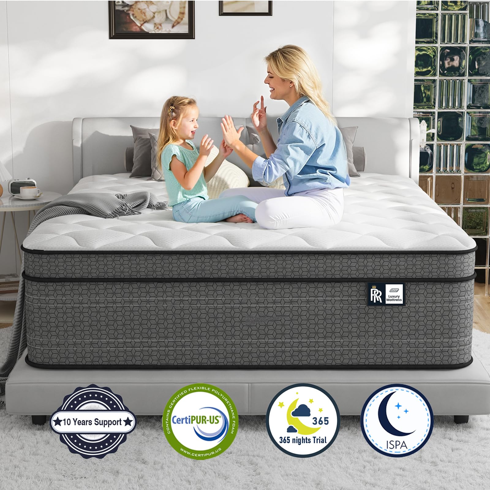Best King Size Bed Mattress Picks for 2026 5 Ruoysun King Size Mattress 12 Inch, Firm Hybrid Mattress, CertiPUR-US — product photo