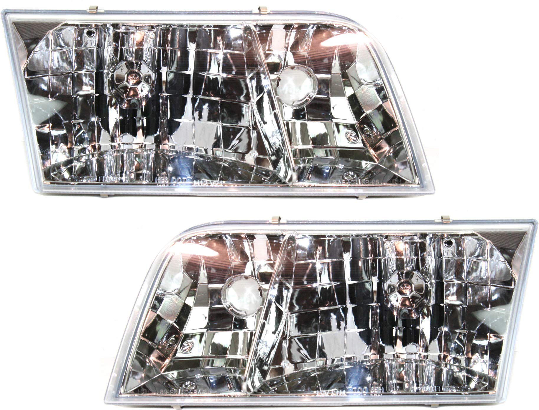 Evan FischerDriver and Passenger Side Headlight Set of 2 Compatible with 1998-2011 Ford Crown Victoria - FO2502200, FO2503200