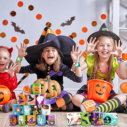 Miniatura 6 de Viicoor 48 pulseras de Halloween a presión para regalos de fiesta, premios escolares, intercambio de regalos de Halloween, regalos a granel