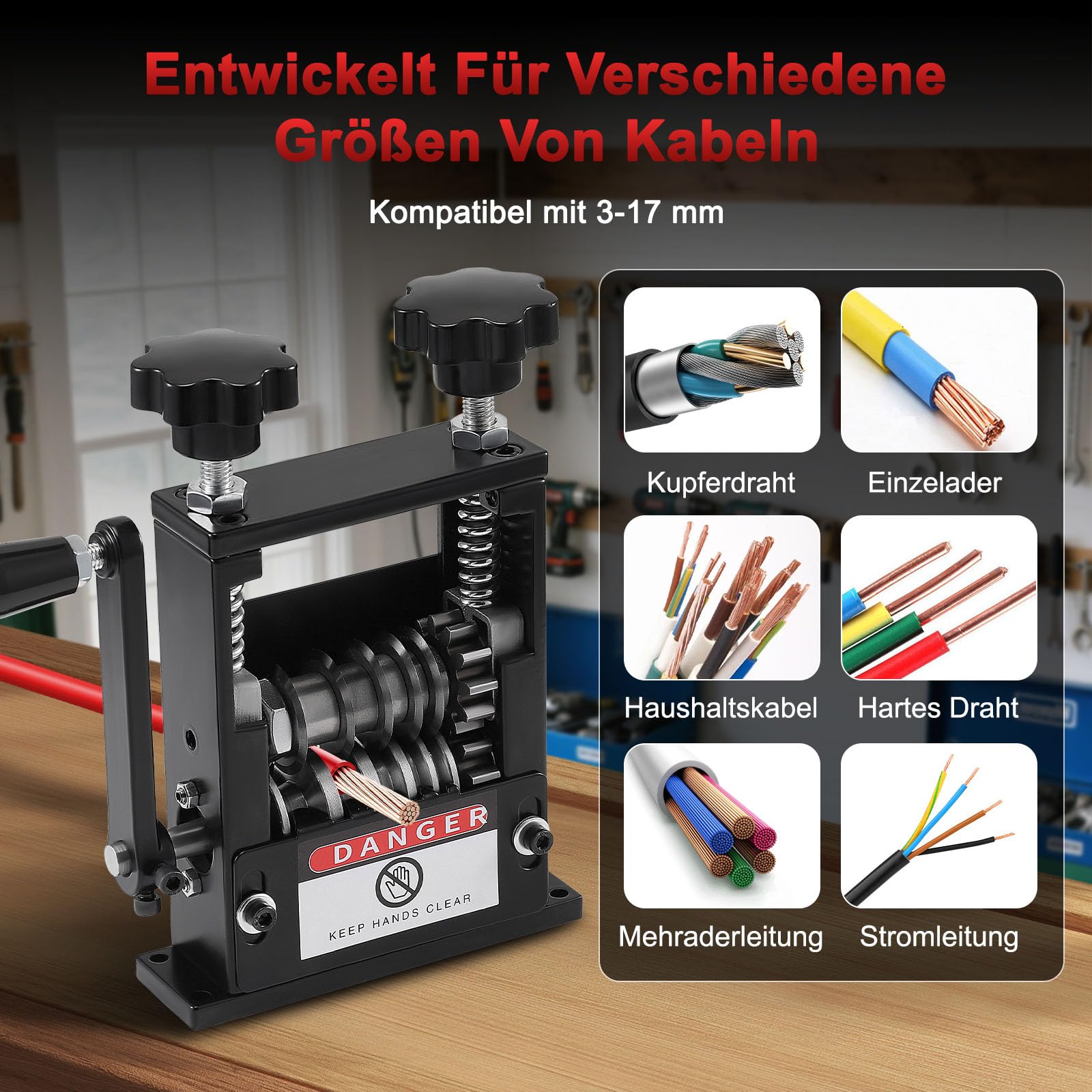 Kabel Abisolierer, 6 Löcher Abisolierzange 3-17mm Automatisch Kabel Abisolierwerkzeug Manuell Elektrisch 2 Modi Kabelabisoliermaschine Abisoliermaschine 5 Drähte Gleichzeitig Abisolieren