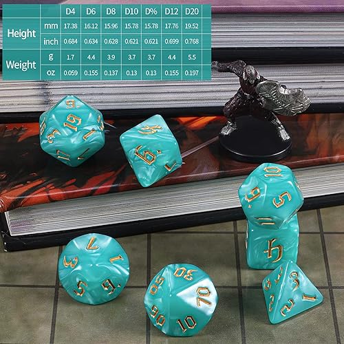 Miniatura 3 de CiaraQ DND - Juego de dados poliédricos con bolsa de dados para juegos de rol de Calabozos y Dragones RPG MTG