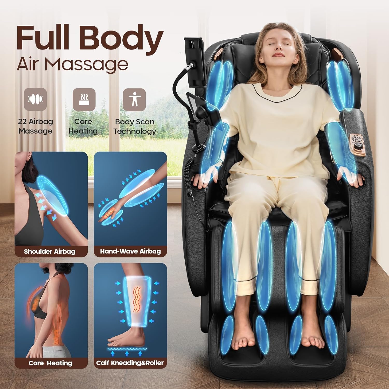 4D Massage Chairs Full Body - 53.5 Extend Sl Track Shiatsu Massage Chair - Zero Gravity Massage Chair,Core Heating & 22 Airbag, Smart Foot Rollers,Ai Voice, Yoga Mode