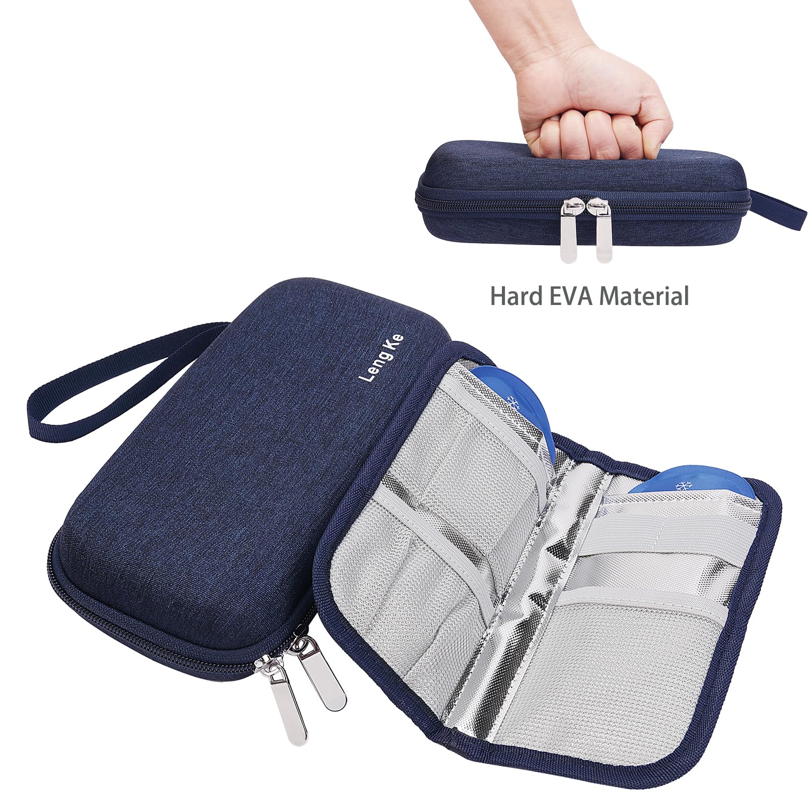 BOMKEE Insulin Cooler Travel Case, Insulated Pouch for Insulin Refrigerated Medicine Organizer Bag Carrying Case Storage Bag with 2 Ice Pack - Image 2