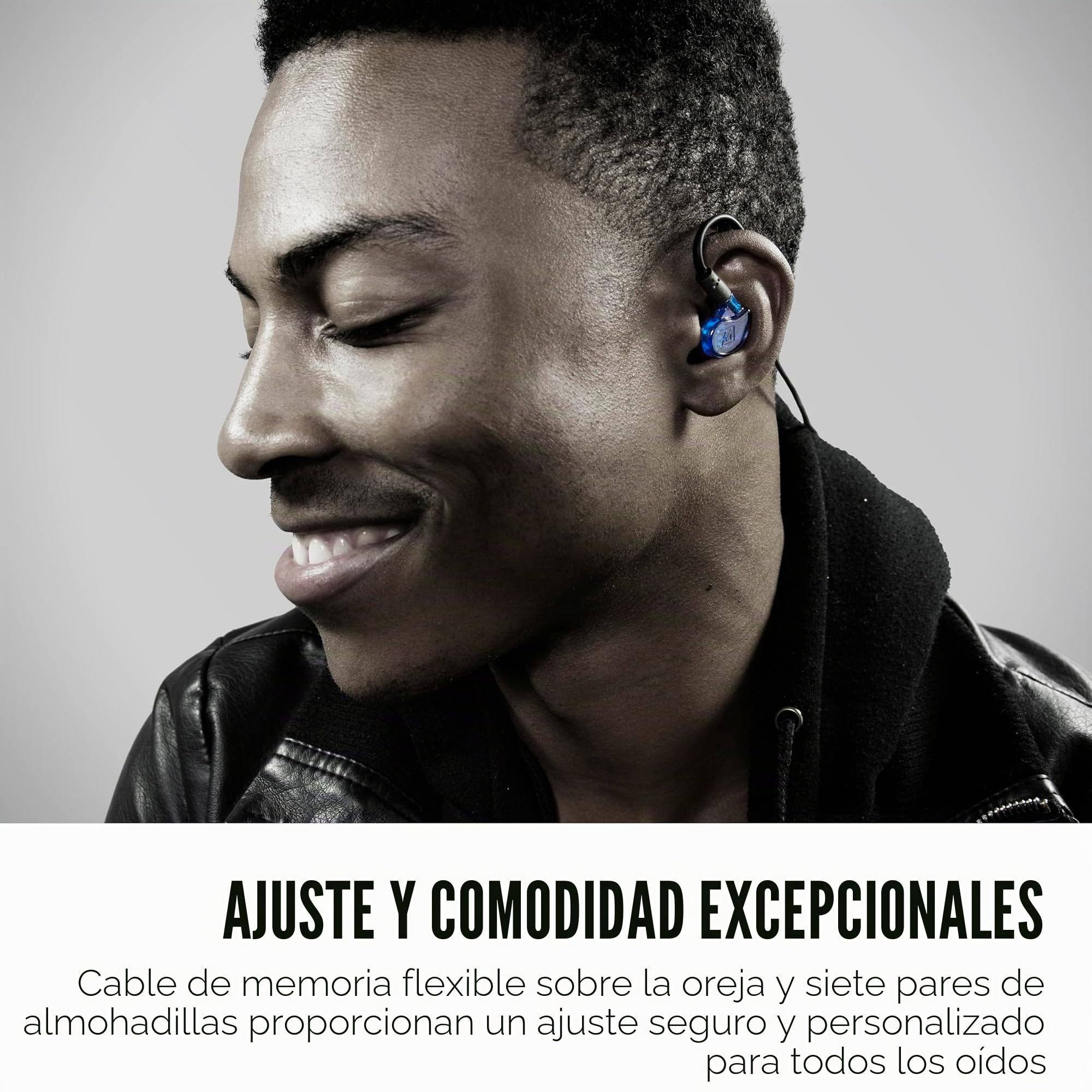 MEE audio M6 Pro Auriculares In Ear Estéreo HiFi con Sonido Preciso para Músicos, Cables con Memoria Gancho de Oreja, Auricular con Cancelación de Ruido de Estudio Profesional, 2 Cables Reemplazables