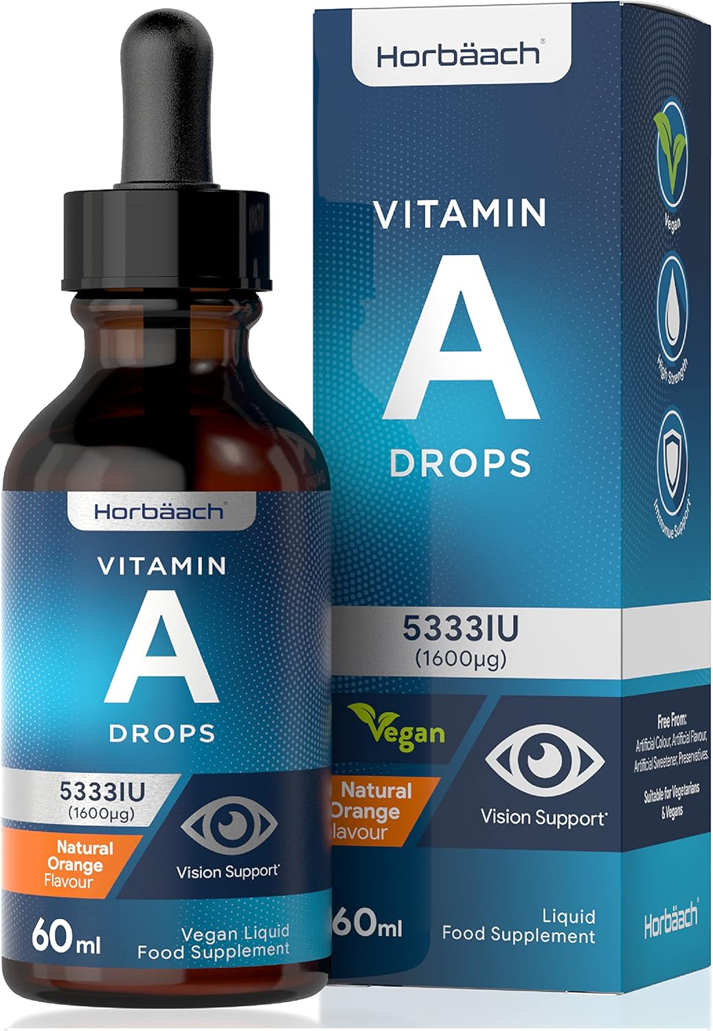 Vitamin A Drops 5333 IU 60ml Vegan Liquid High Strength Retinol
