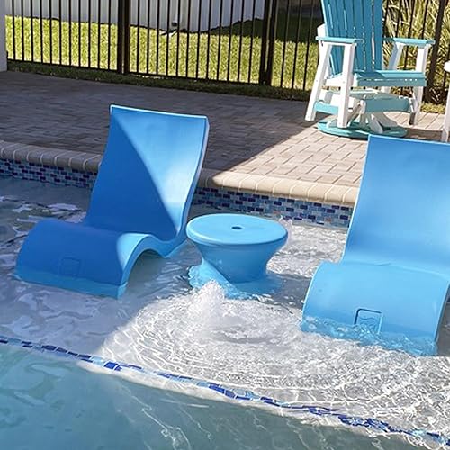 Miniatura 2 de Ledge Lounger Mesa auxiliar para piscina con agujero para sombrilla (azul claro)