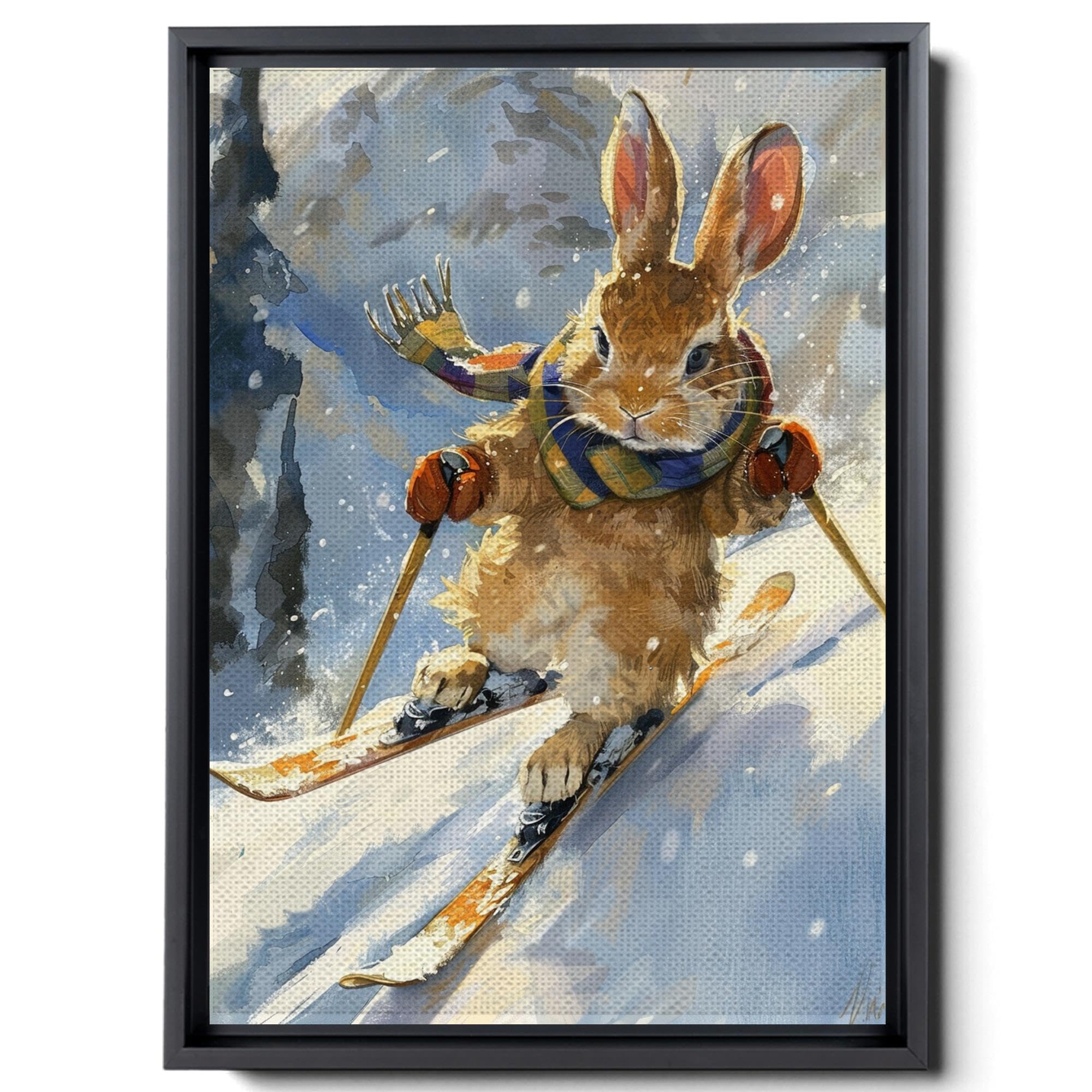 Amazon.com: Ski Bunny Print, Rabbit Print, Bunny On Canvas, Rabbit