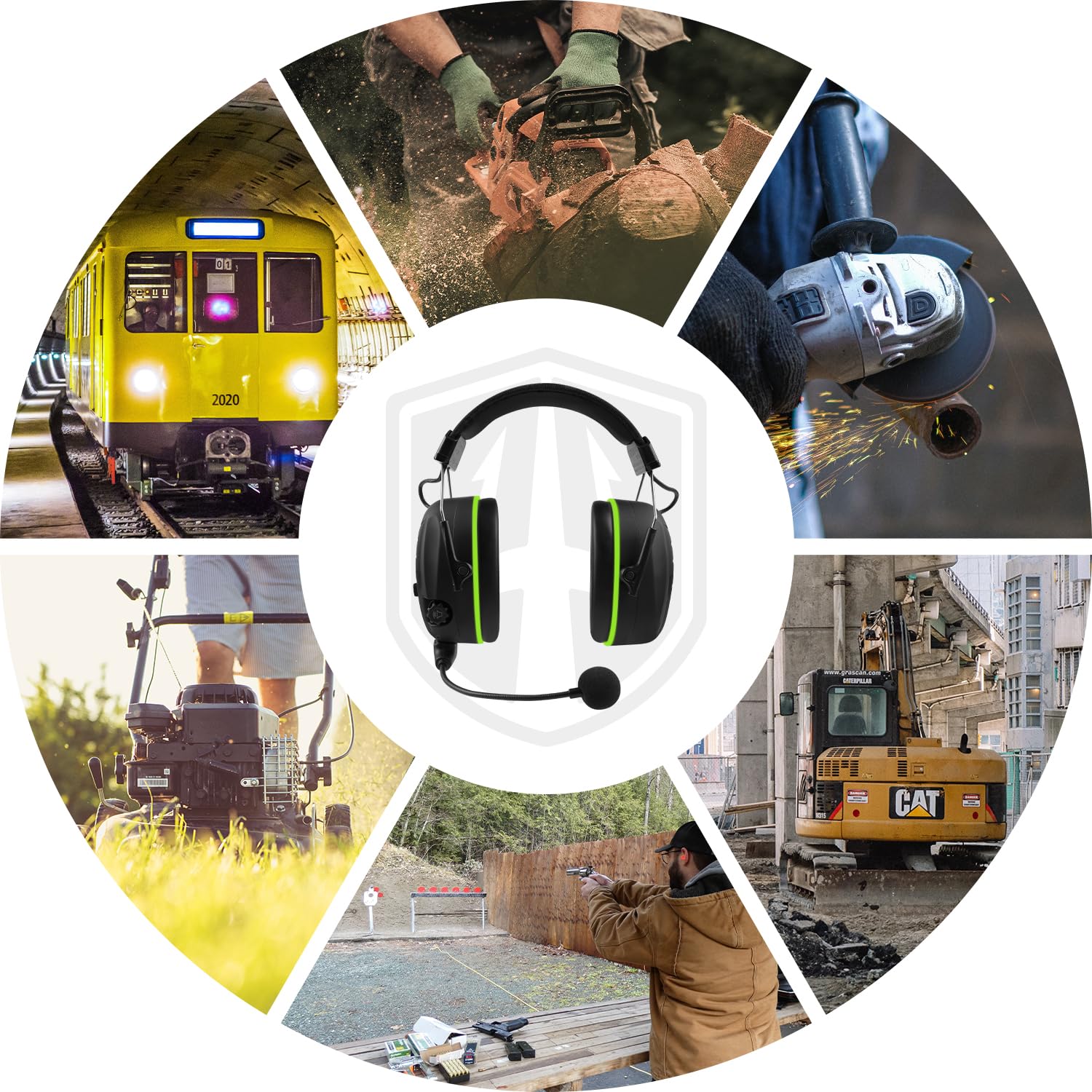 GREEN DEVIL Shield LD Aktiver Gehörschutz - elektronischer Gehörschützer mit Bluetooth 5.3 Technologie Integriertes Mikrofon EN352-konforme SNR 32dB für Mähen und Lärmintensive