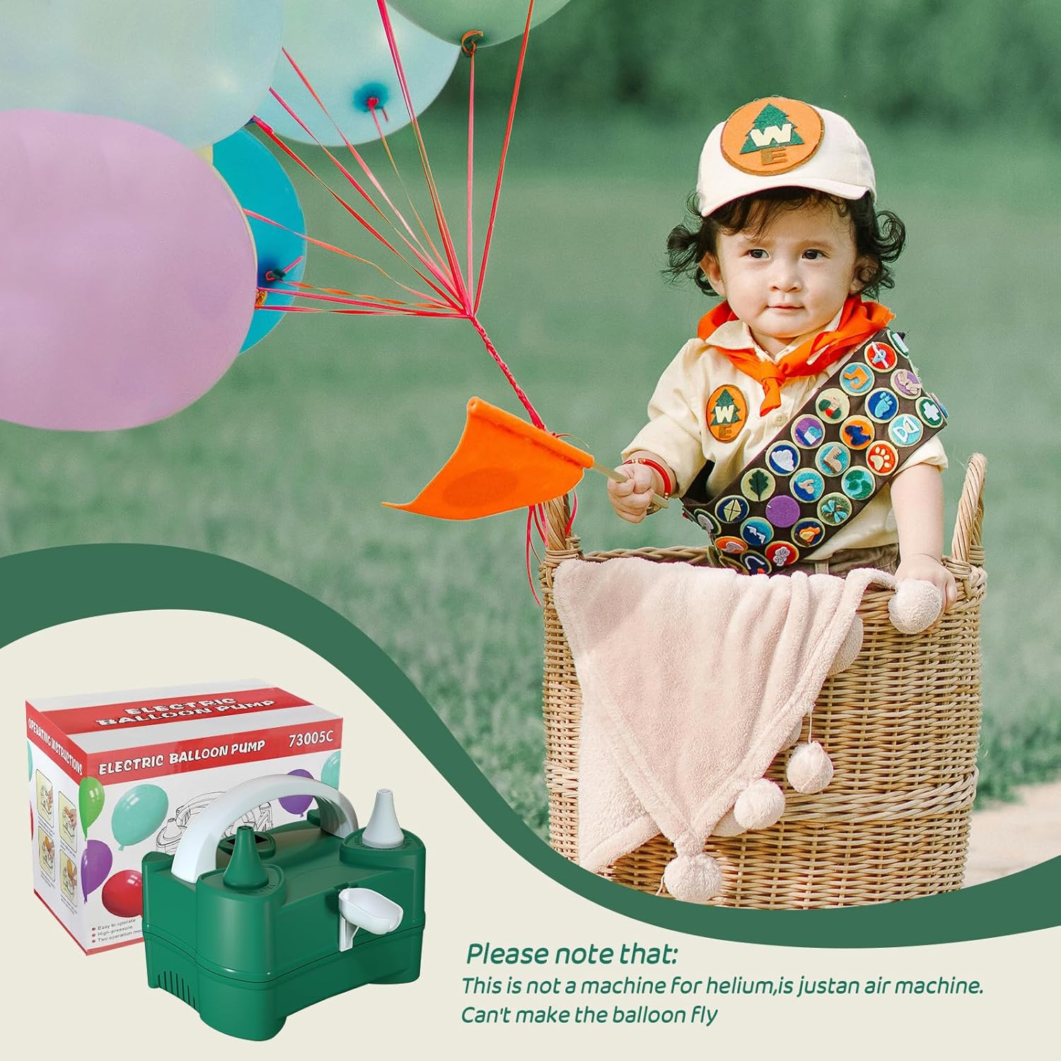 Electric Balloon Pump for Party Decorations – Portable Inflator, Auto Shutoff, Balloon Air Pump Dual Nozzle Rose Red 110V 600W