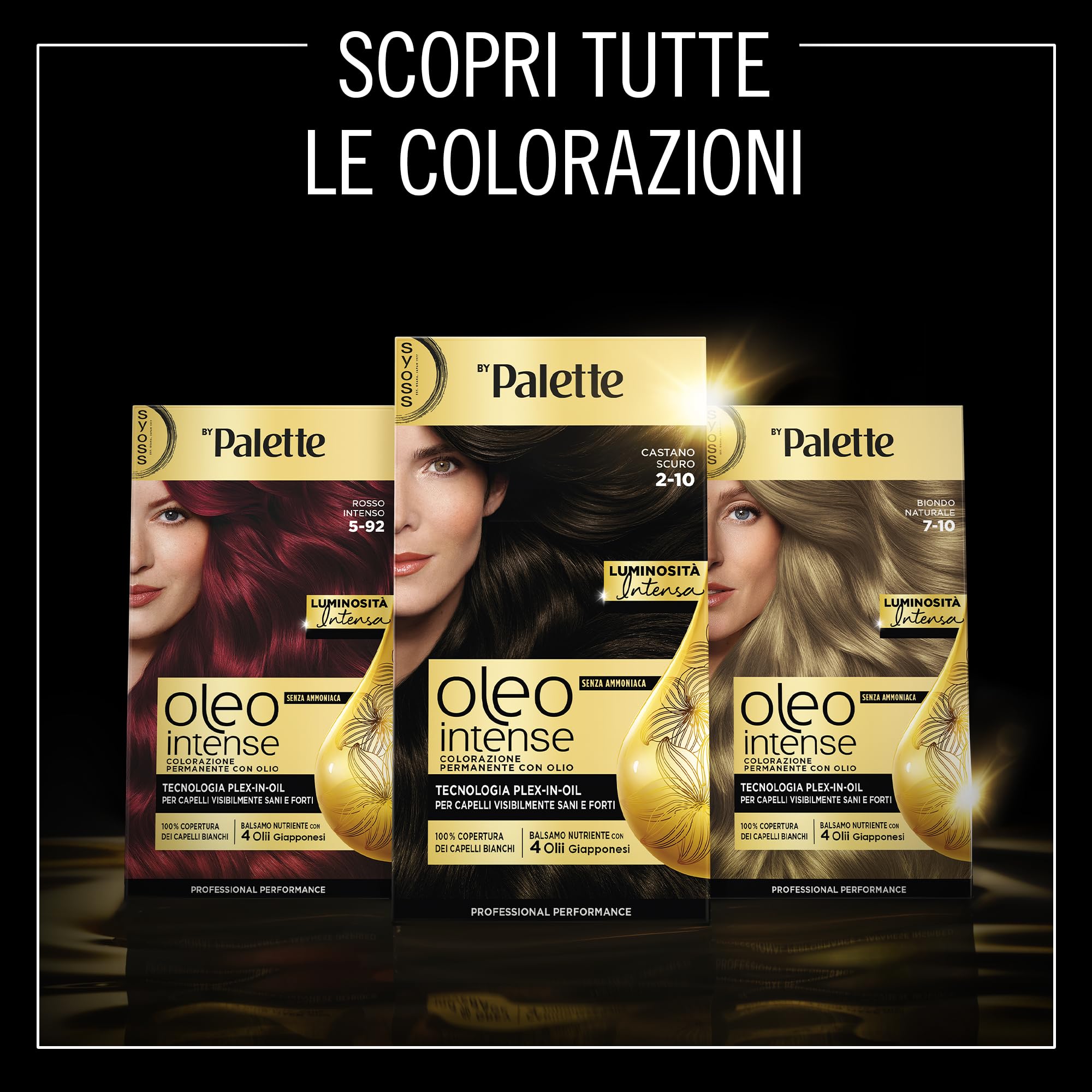 Syoss by Palette Oleo Intense, colorazione permanente, copertura professionale capelli bianchi, 5-92 Rosso Intenso, confezione da 6
