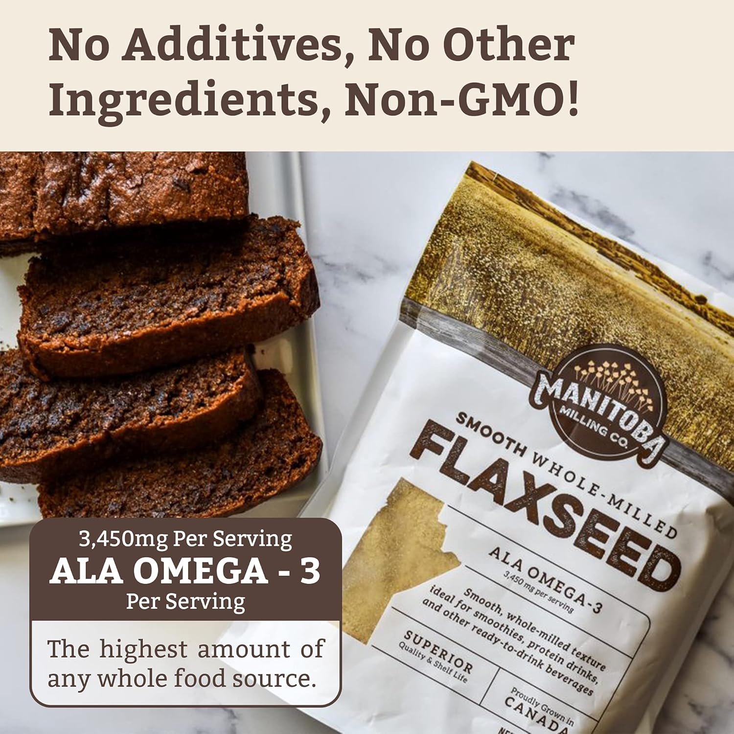 Manitoba Milling Co Bolsa de una libra Fibra de linaza molida con proteína omega 3 Sin gluten